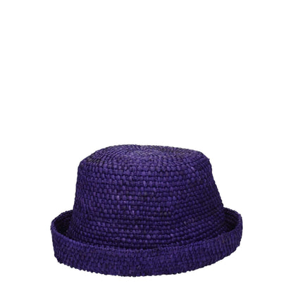 Jacquemus Purple Raffia Hat featuring a logo on the front, casual style, 100% raffia composition in vibrant purple color.