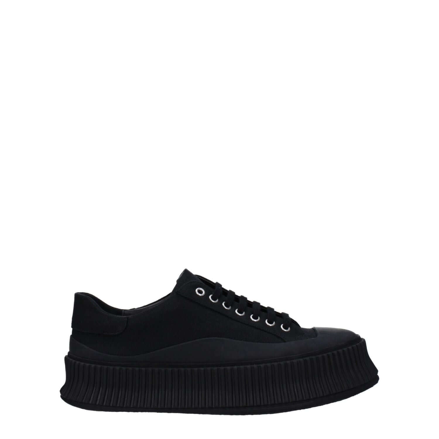Jil Sander Black Fabric Platform Sneakers