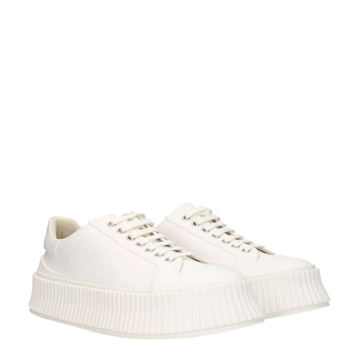 Jil Sander White Fabric Platform Sneakers