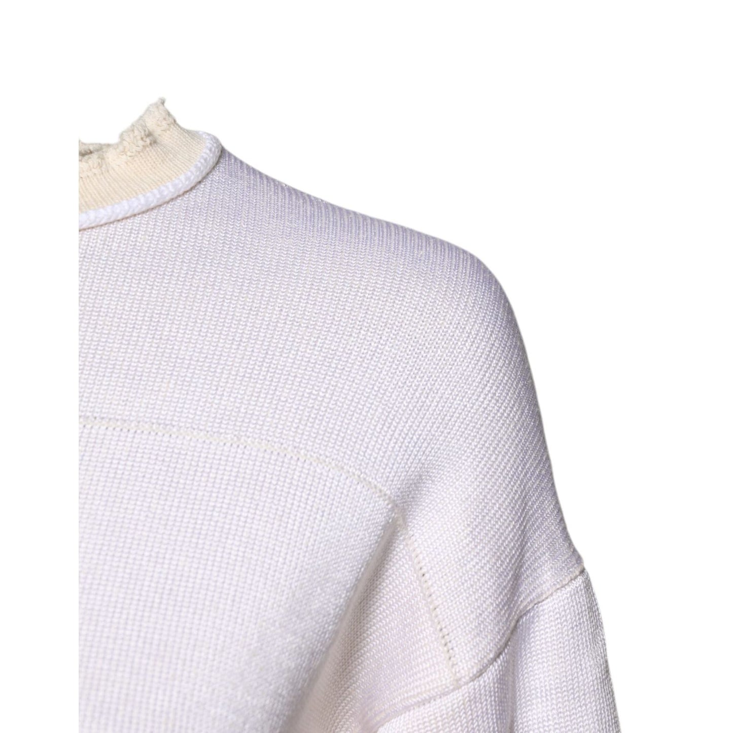 Jil Sander White Viscose Crew Neck Long Sleeves Pullover Sweater TSH878613-34