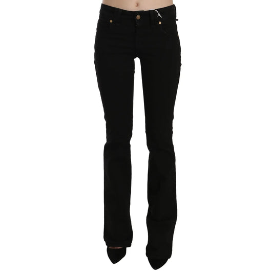 John Galliano Black Low Waist Slim Leg Skinny Denim Casual Pants Jeans with zipper closure and logo details.