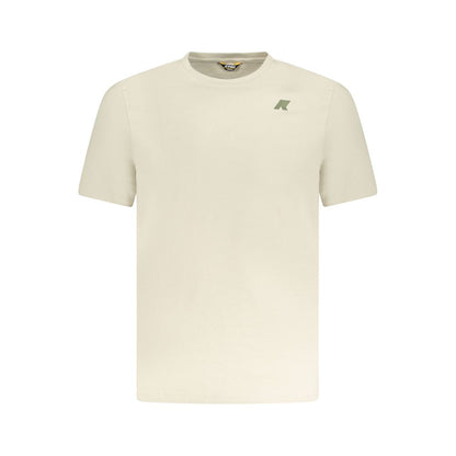 K-WAY Beige Cotton T-Shirt with short sleeves, crew neck, embossed print, and logo displayed on the front.