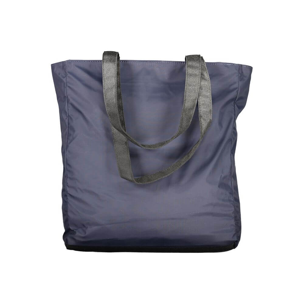 K-WAY Blue Polyester Handbag with shopping bag design, 2 shoulder handles, 1 external and internal pocket, and zip closure.