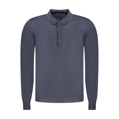 K-WAY Blue Wool Sweater with long sleeves, 3 buttons, and logo