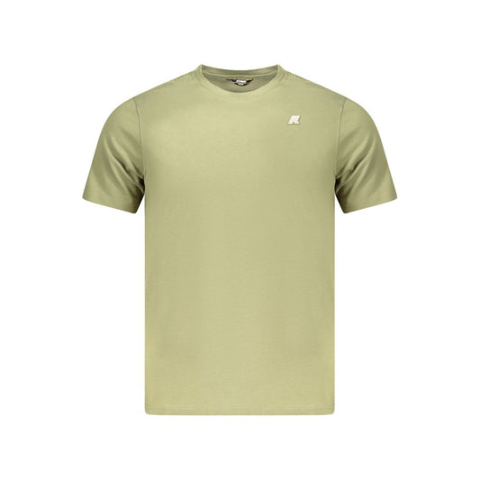 K-WAY Green Cotton Men T-Shirt with crew neck and short sleeves, featuring the iconic K-WAY logo, ideal for fashion-forward trendsetters.