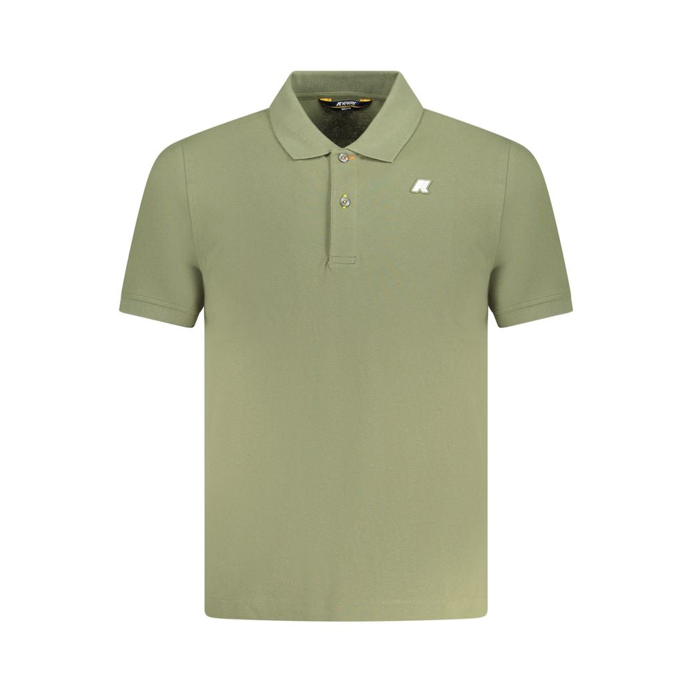 K-WAY Green Cotton Polo Shirt with short sleeves, 2 buttons, application and logo.
