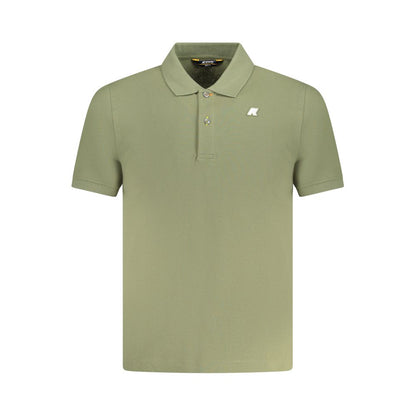 K-WAY Green Cotton Polo Shirt with short sleeves, 2 buttons, application and logo.