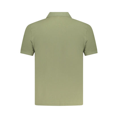 Back view of K-WAY Green Cotton Polo Shirt, short sleeve, 2 buttons, with logo application.
