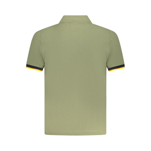 K-WAY Green Cotton Polo Shirt with short sleeves, 2 buttons, contrasting details, and logo application. Back view.
