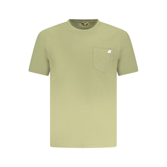 K-WAY Green Cotton T-Shirt with short sleeves, crew neck, and logo on pocket.
