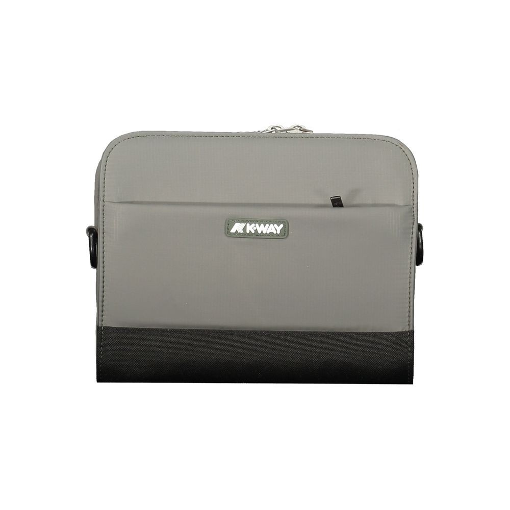 K-WAY Green Polyamide Handbag with adjustable strap, external and internal pockets, zip closure, and logo detailing.