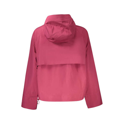 K-WAY Purple Polyester Jackets & Coat with hood, long sleeves, external and internal pockets, and zip closure.