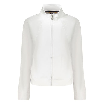 K-WAY White Cotton Women Sweater with zip fastening and twin pockets, featuring the iconic K-WAY logo for a chic and functional style.