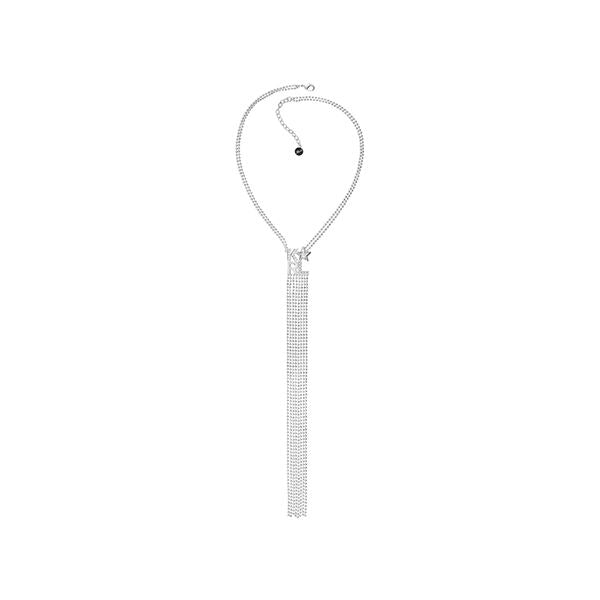KARL LAGERFELD JEWELS JEWELRY Mod. 5483571 silver necklace with a long tassel design on a white background.