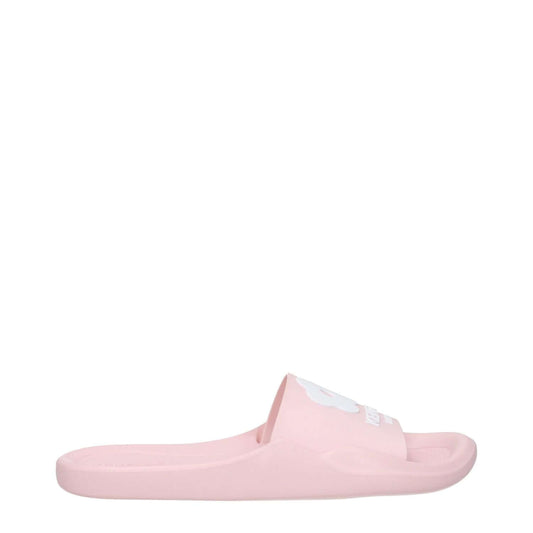 Kenzo Pink Cotton Slippers with open toe and front logo, low flat heel, rubber sole. Style: Casual, MPN FE52MU110P5134.