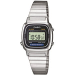 CASIO VINTAGE Mod. ICONIC MINI STEEL - BLACK wristwatch with metal strap and splash proof resin case.