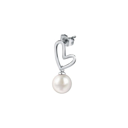 Elegant pearl earring with heart design from LA PETITE STORY JEWELRY Mod. LPS02AQM24.