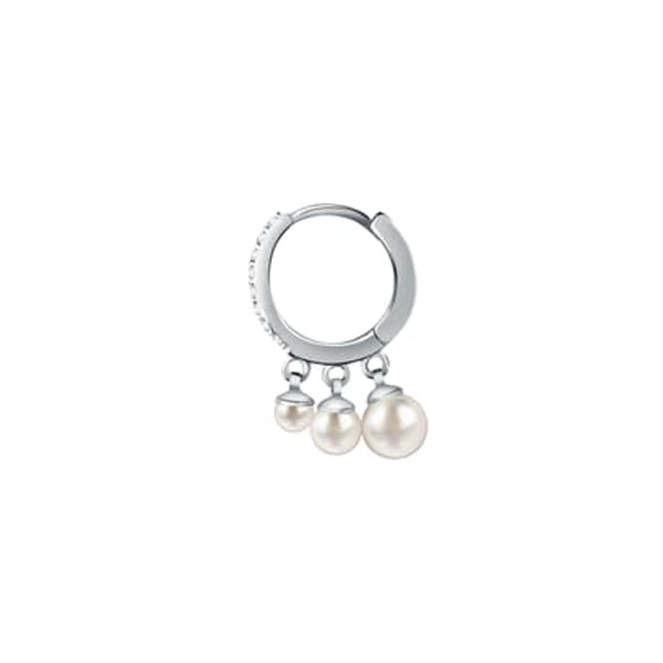 LA PETITE STORY JEWELRY Mod. LPS02AQM25 featuring a silver hoop with three pearl charms.