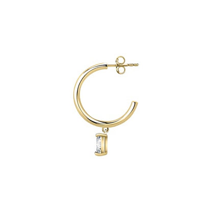 Gold hoop earring with pendant from LA PETITE STORY JEWELRY Mod. LPS02AQM31 collection.