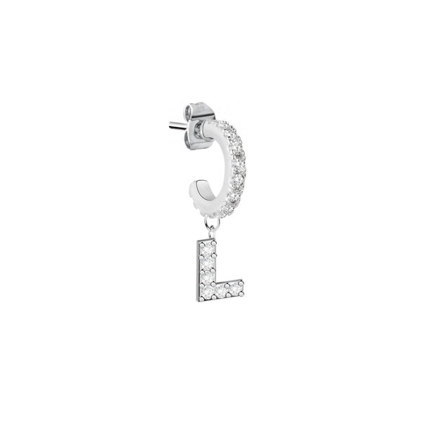 LA PETITE STORY JEWELRY Mod. LPS02ARQ63 earring with diamond-studded hoop and 'L' charm