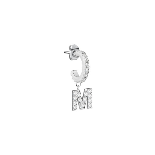 LA PETITE STORY JEWELRY Mod. LPS02ARQ65 silver hoop earring with crystal letter M charm