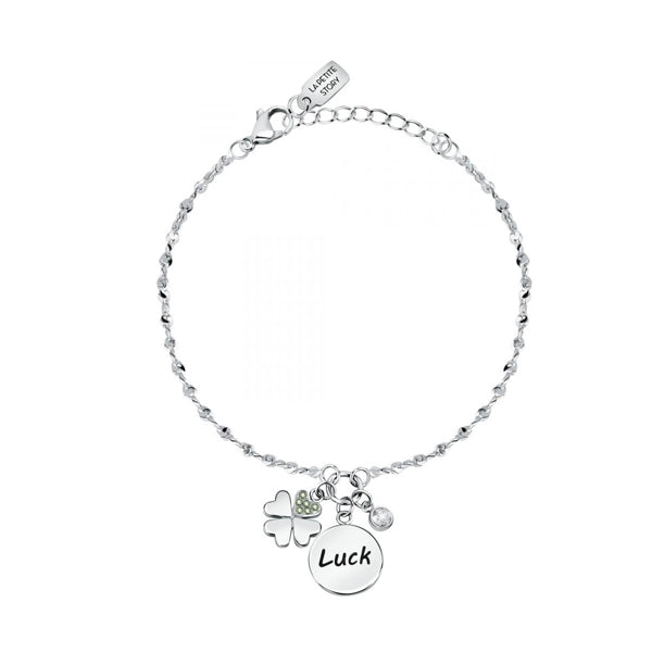 LA PETITE STORY JEWELRY Mod. LPS05ARR62 silver bracelet with charms including "Luck" pendant.