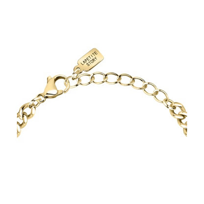 Gold bracelet from LA PETITE STORY JEWELRY Mod. LPS05ARR77 with a tag detail, displayed on a white background.