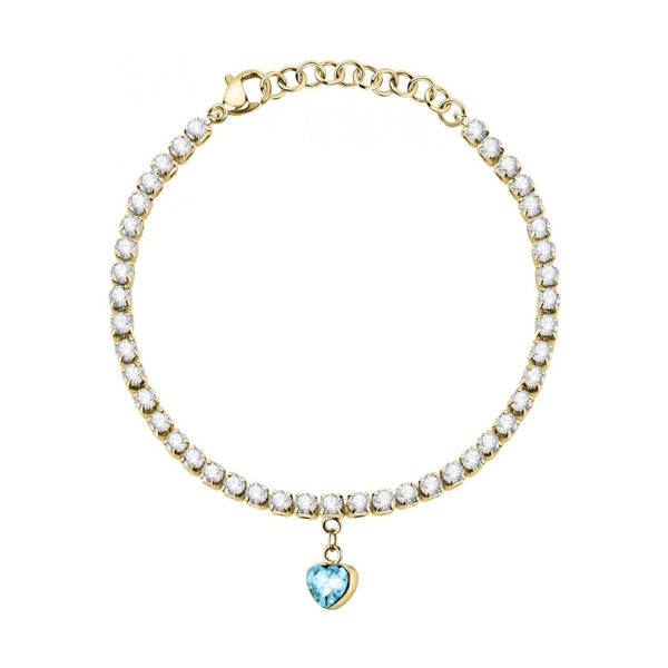 Elegant bracelet from LA PETITE STORY JEWELRY Mod. LPS05ASD29 featuring a blue heart charm with sparkling stones.
