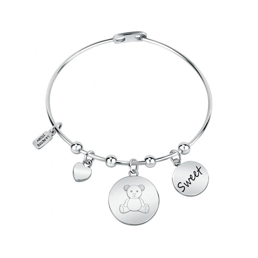 Silver charm bracelet with bear and sweet charms, LA PETITE STORY JEWELRY Mod. LPS05ASF28 design.