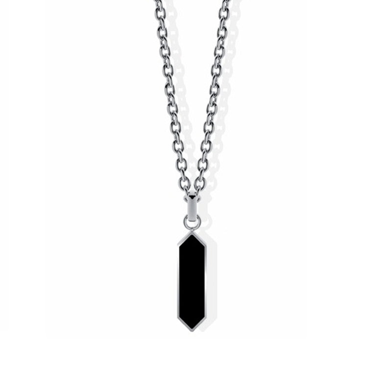 LIU-JO Mod. MLJ594 pendant necklace from Liu-jo Jewels new collection with sleek chain and black geometric pendant design.