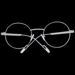 Round eyeglasses with thin metal frames against a black background