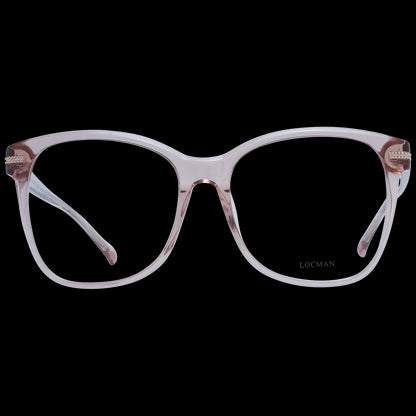 LOCMAN MOD. LOCV018 57ROS elegant lady's eyewear with transparent pink frame over a black background, stylish design for women