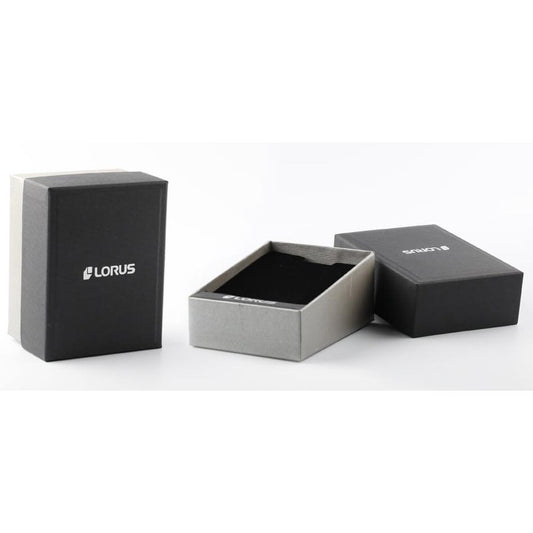 LORUS WATCHES Mod. RH961RX9 packaging box set displayed open and closed on a white background.