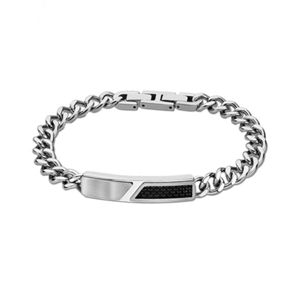 Alt Tag: LOTUS JEWELS JEWELRY Mod. LS2058-2/1 elegant silver bracelet with black detailing on a white background