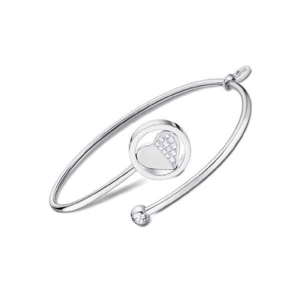 Elegant bangle bracelet by LOTUS JEWELS JEWELRY Mod. LS2169-2/2 featuring a heart design with sparkling stones.