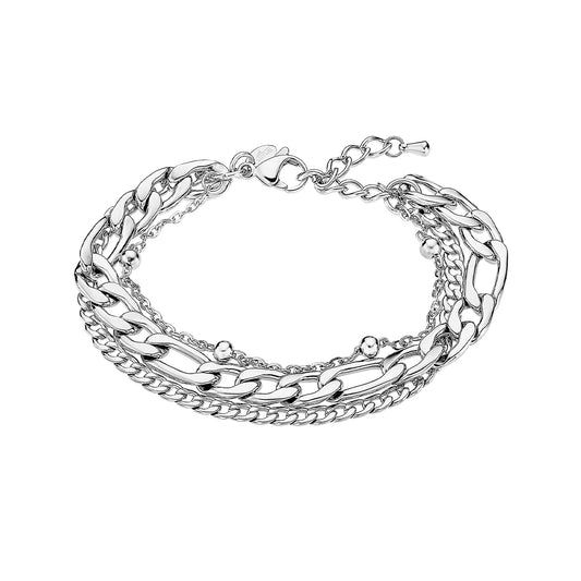 Alt Tag: LOTUS JEWELS JEWELRY Mod. LS2339-2/1 silver bracelet with intricate chain design and adjustable clasp.