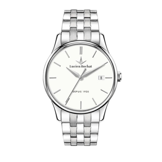 LUCIEN ROCHAT MOD. R0453115001 silver quartz men's wristwatch, 39mm case with date feature, stylish design for gentlemen.