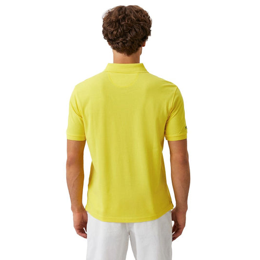 La Martina Yellow Cotton Polo Shirt featuring a contrasting embroidered logo on the front.