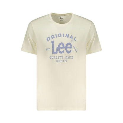 Lee Beige Cotton Men T-Shirt with logo, short sleeves, and regular fit.