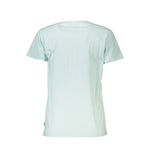 Back view of Levi's Blue Cotton Women T-Shirt, short sleeve, crew neck, made from soft cotton, highlighting a chic and timeless design.