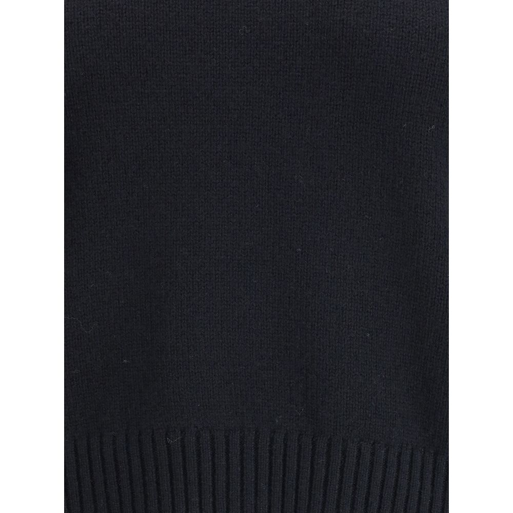 Lisa Yang Mable Sweater in monochrome cashmere with ribbed crew neck, cuffs, and hem detailing.
