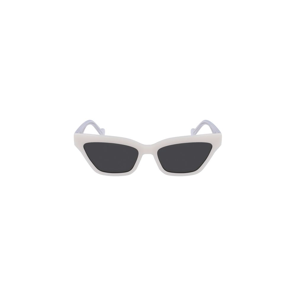 Liu Jo White Injected Women Sunglass with rectangular gray lenses, showcasing a modern and chic design for contemporary style.