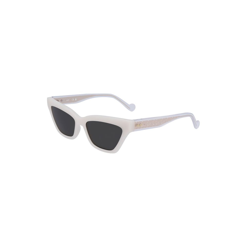Liu Jo White Injected Women Sunglass with modern chic rectangular gray lens and pristine white frame, ideal for fashion-forward style.
