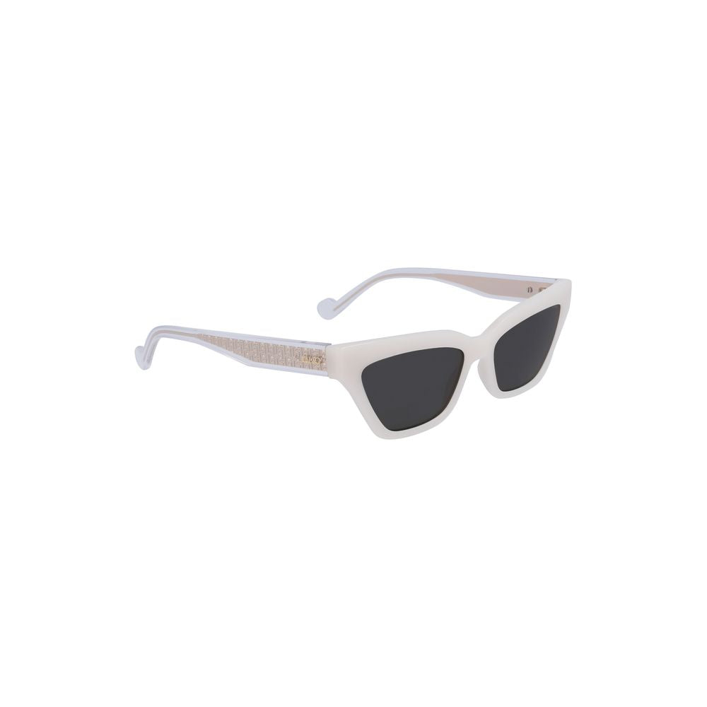Liu Jo White Injected Women Sunglass with black lenses and sleek white frame, stylish eyewear for a modern, sophisticated look.