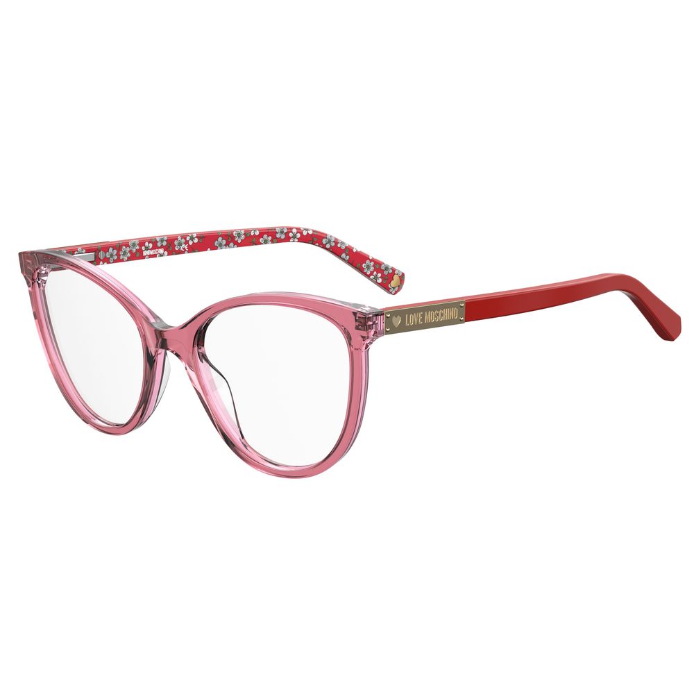 Love Moschino Multicolor Acetate Frames with red and black design, perfect for women. Size: 52/18/140mm. Fashionable eyewear.