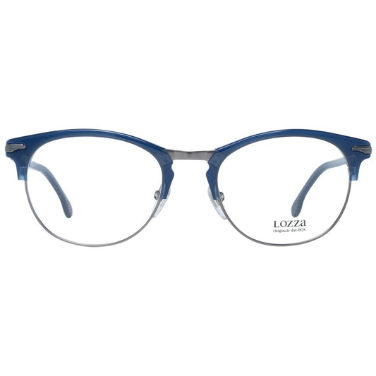 Lozza Blue Unisex Glasses Frame in full-rim oval style with blue metal and plastic frame, demo lenses.