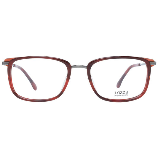 Lozza Red Men Glasses Frame, full-rim rectangle, plastic material, demo lenses, with branded case, size 54-19-140.