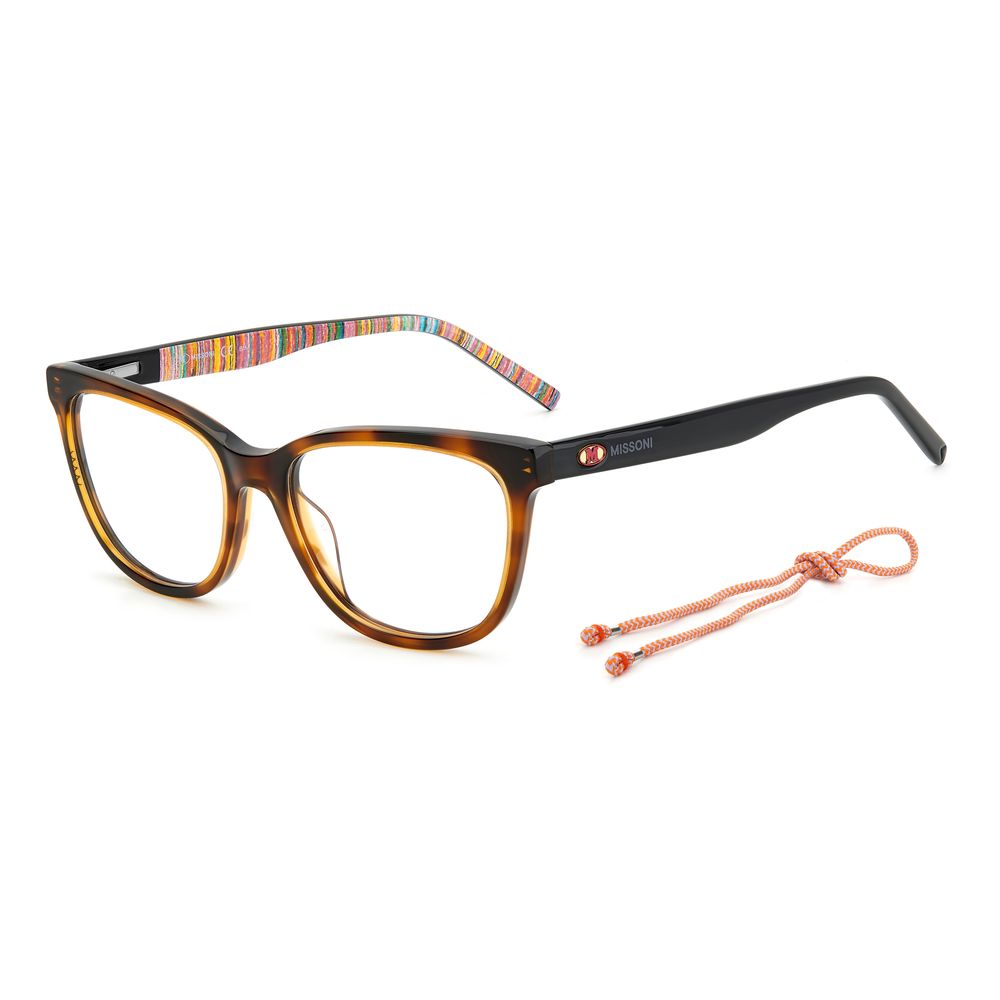 M Missoni Brown Acetate Frames with colorful temple design