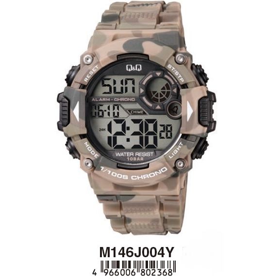 Q&Q Mod. GENT DIGITAL MULTIFUNCTION wristwatch with fabric strap, resin case, quartz movement, alarm, chrono functions, 10 ATM water resistant.