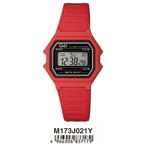 Q&Q Mod. DIGITAL ALARM CHRONO unisex wristwatch with red plastic strap and multifunction digital display